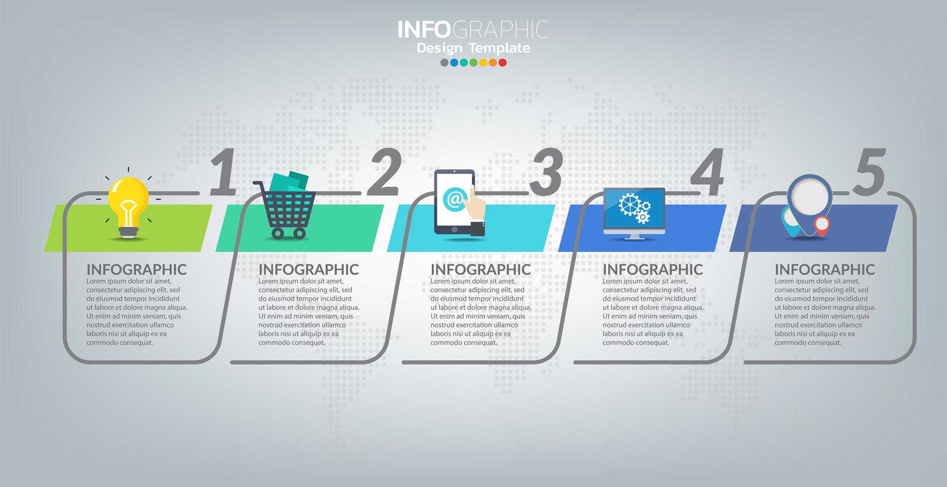 infografisk mall med ikoner och 5 element eller steg. vektor