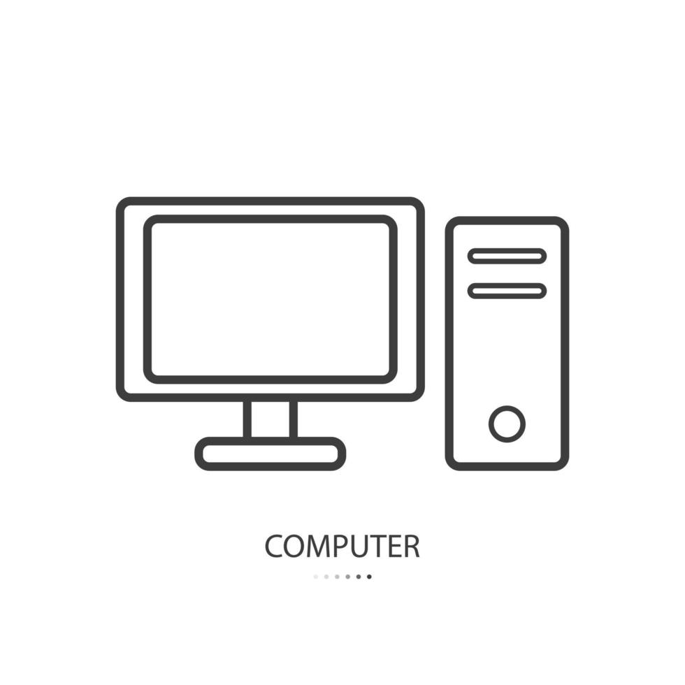 schwarzes Liniensymbol des Computers isoliert auf weißem Hintergrund. Vektor-Illustration. vektor