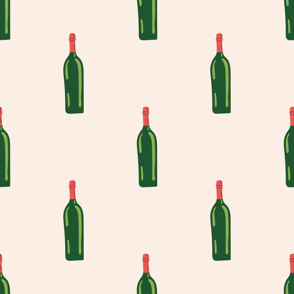 sömlös mönster med en flaska av vin. tacksägelse dag samling. platt vektor illustration.