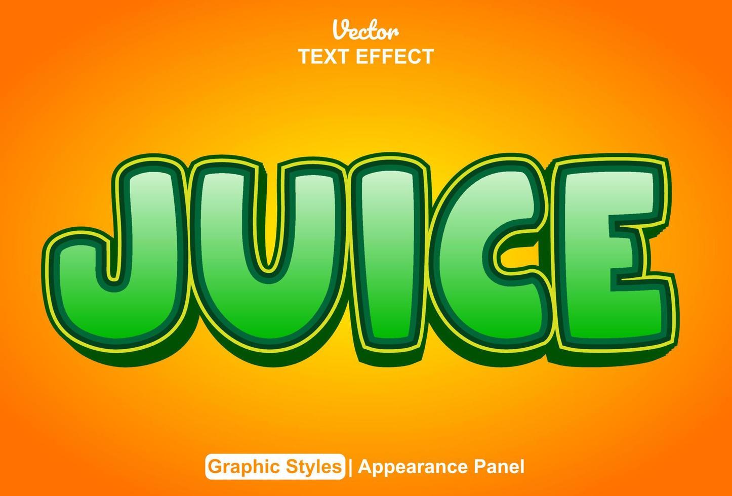 juice text effekt med grafisk stil och redigerbar vektor