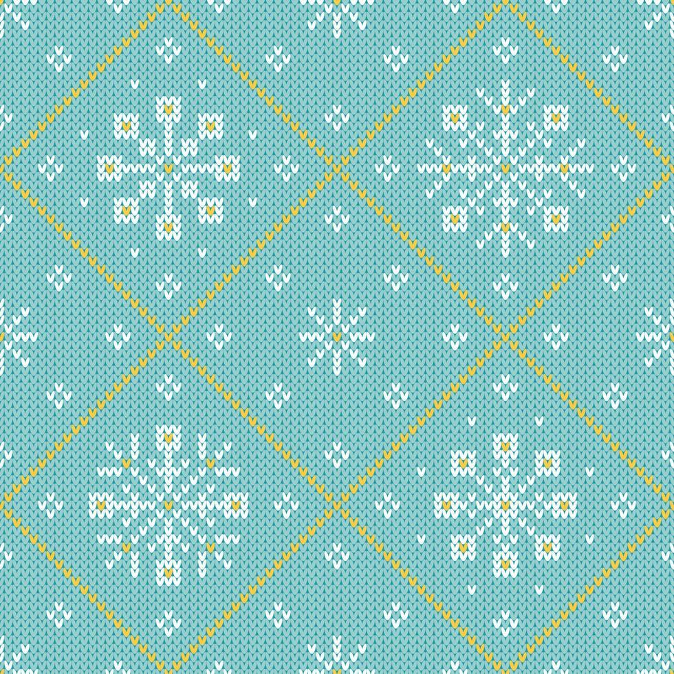 pastell blå stickat Tröja snöflinga mönster vektor