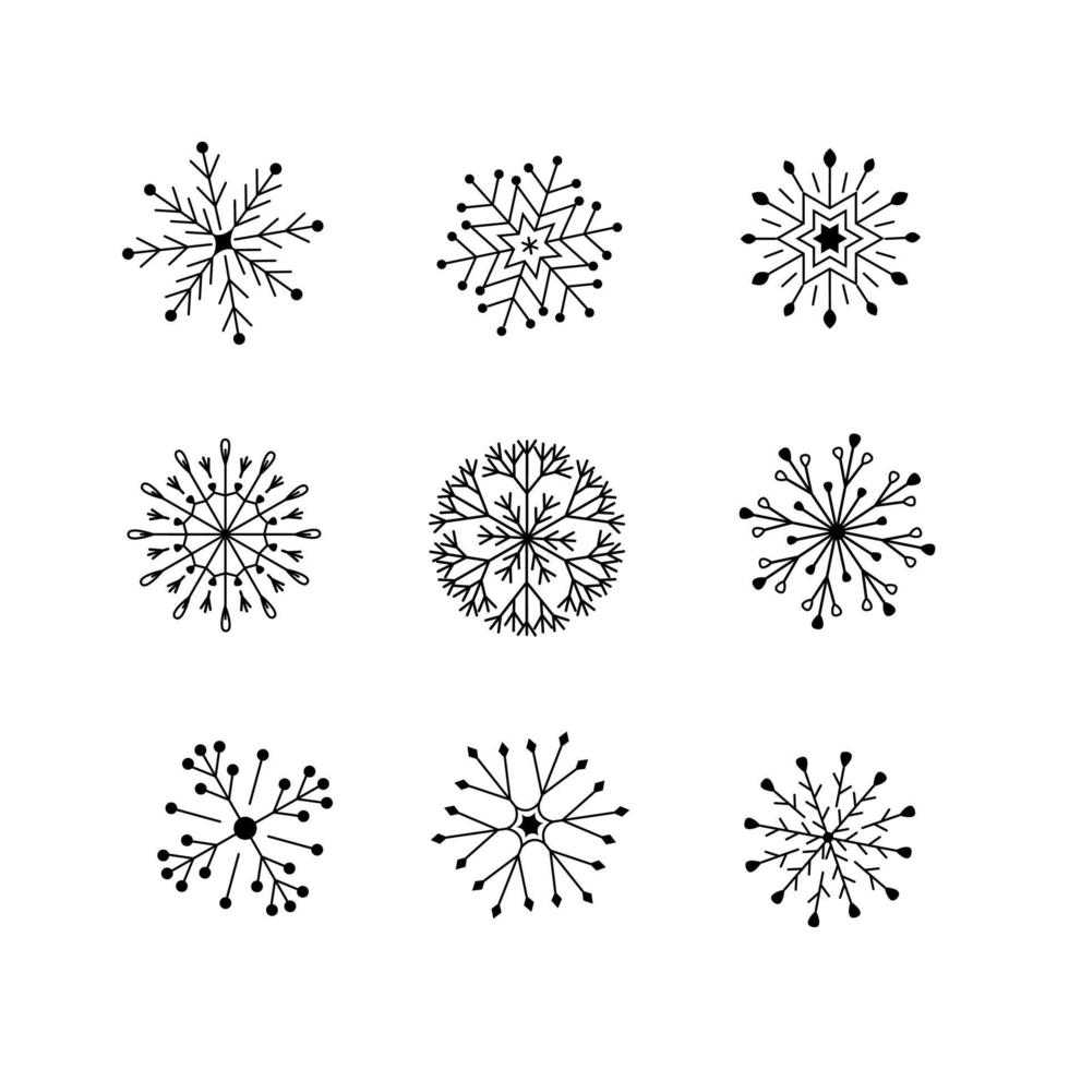 snöflingor mönstrad skön ikoner uppsättning. vektor illustration av isolera på vit. de begrepp av vinter- snö, jul och ny år.