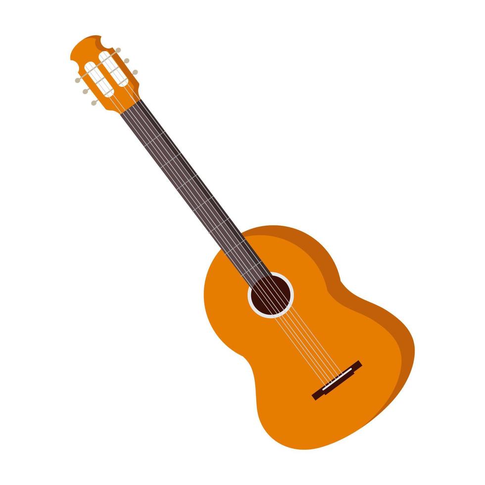 trä- gitarr för ClipArt på vit bakgrund. vektor isolerat bild för använda sig av i Kläder skriva ut design eller webb design