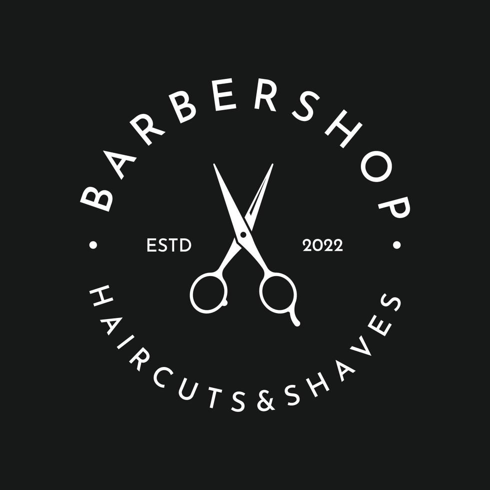 kreativ och enkel klassisk frisyr salong sax mall logotyp design isolerat på svart och vit bakgrund.för företag, frisör, salong, skönhet. vektor