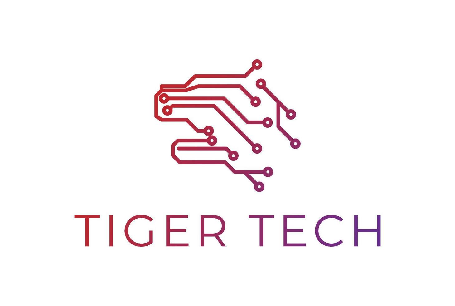 futuristischer hund oder tiger digitaler elektronischer schaltungschip für tech-logo vektor