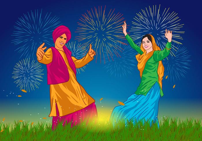 Bhangra dansare på natten Vector