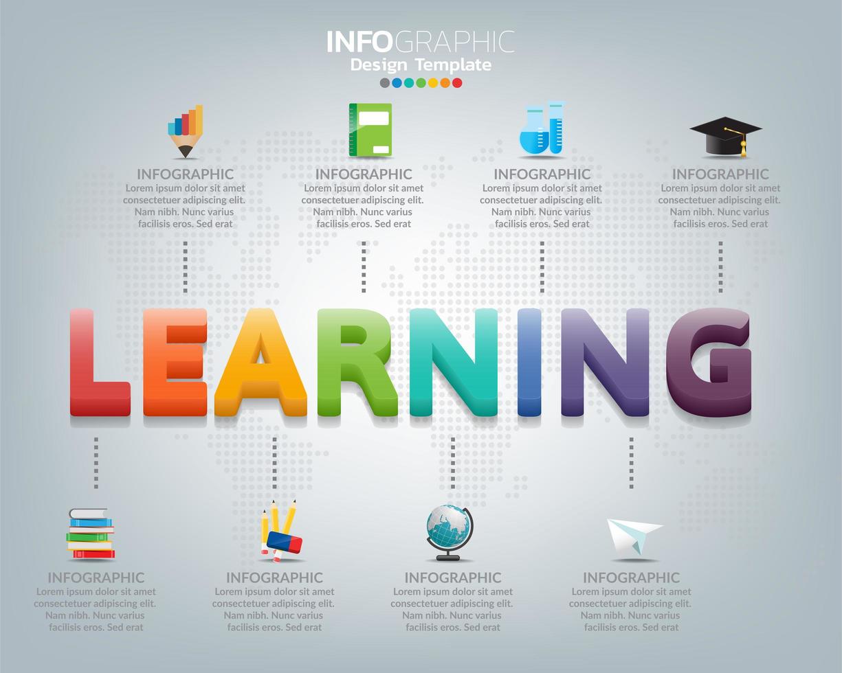 modernt infografiskt koncept med word learning vektor