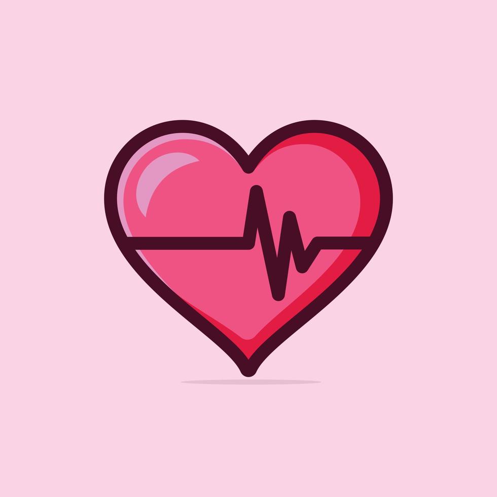 rosa hjärtslag symbol vektor grafisk illustration