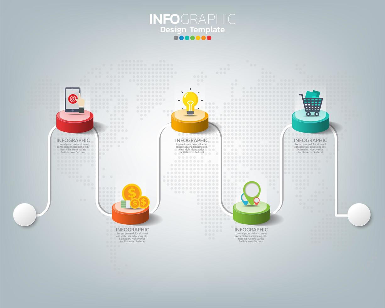 Infografik-Vorlage mit digitalen Marketing-Symbolen vektor