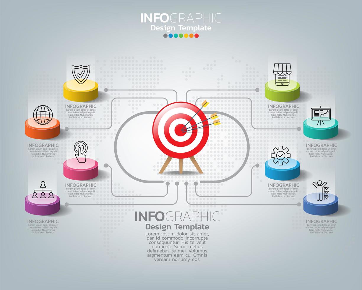 Infografik-Vorlage mit digitalen Marketing-Symbolen vektor