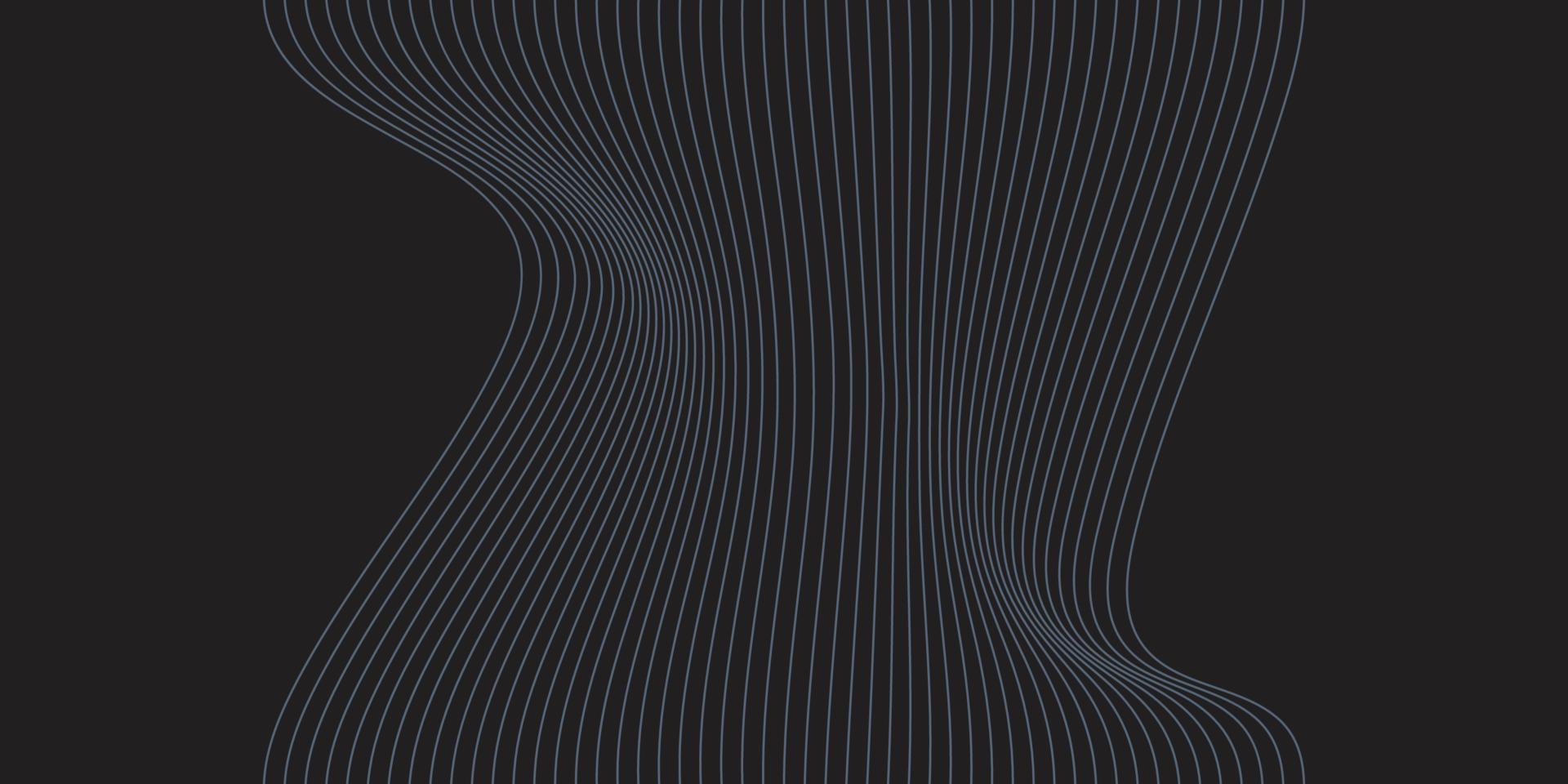 dynamische babyblaue Linienwelle auf schwarzem dunklem Hintergrund für elegante und futuristische Hintergrundzwecke. vektor