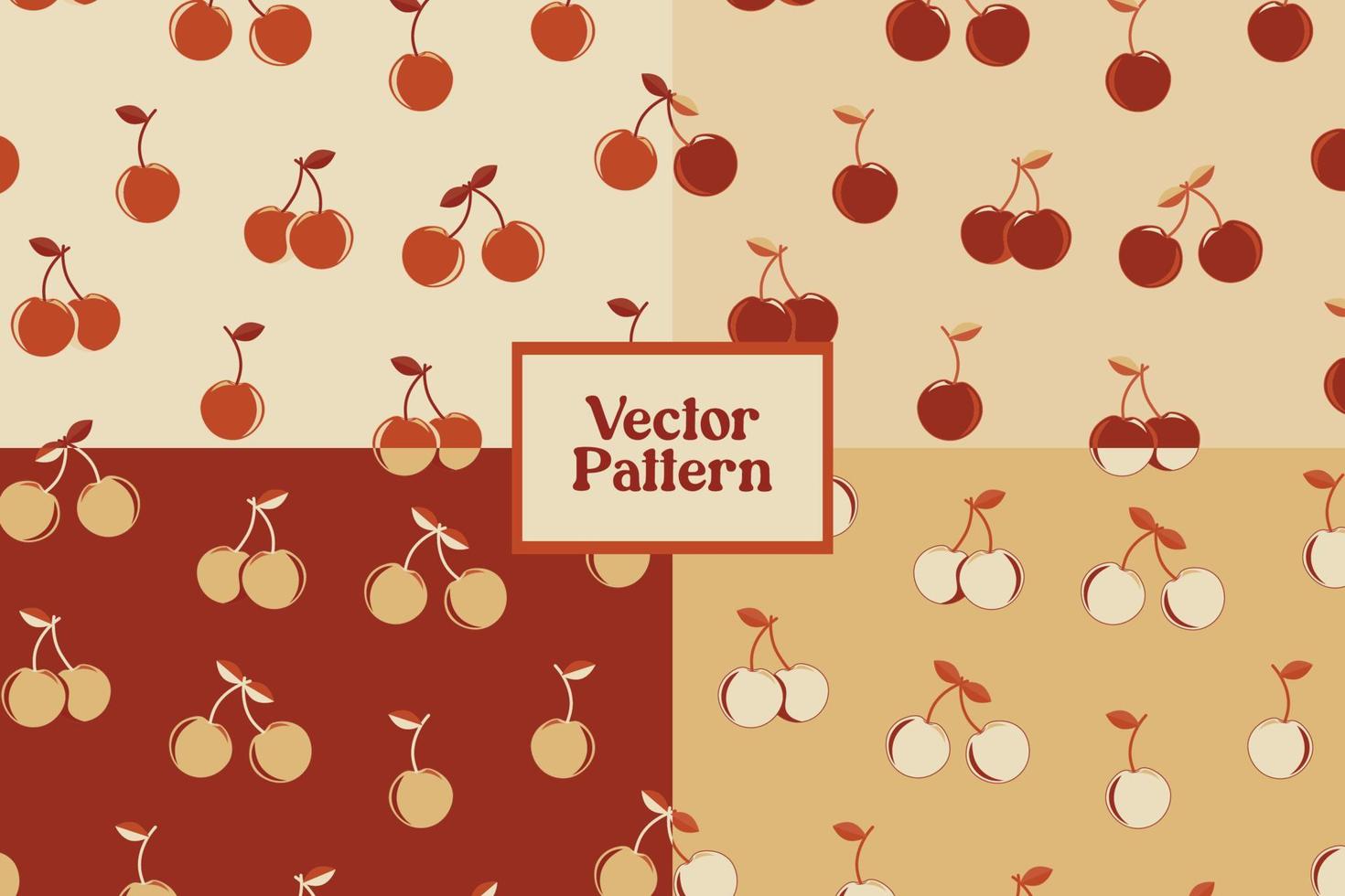 Satz von Kirschfrucht abstrakten Vintage-Vektor nahtlose Wiederholungsmuster vektor