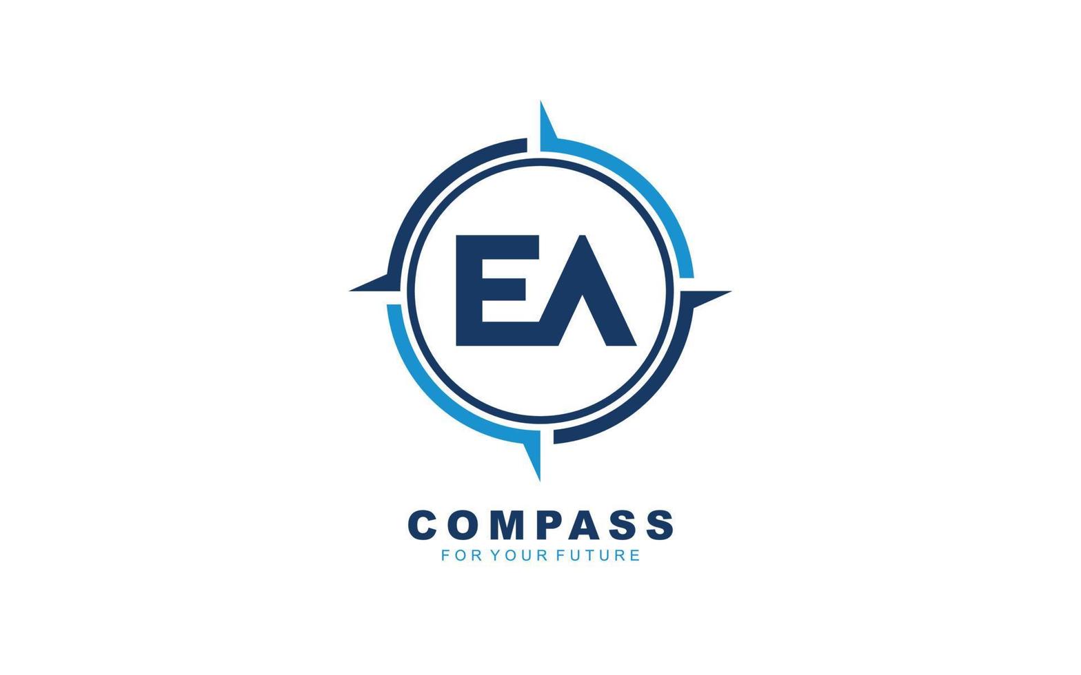 EA-Logo-Navigation für Branding-Unternehmen. Kompass-Vorlage, Vektorgrafik für Ihre Marke. vektor