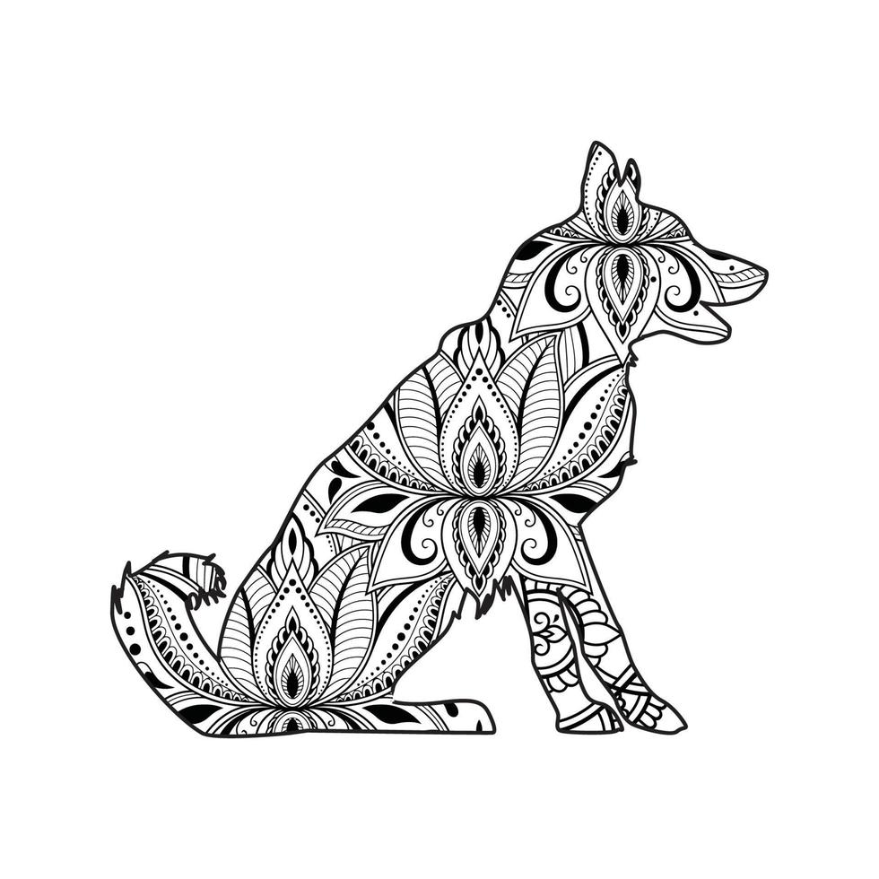 söt hund mandala färg vektor illustration design.