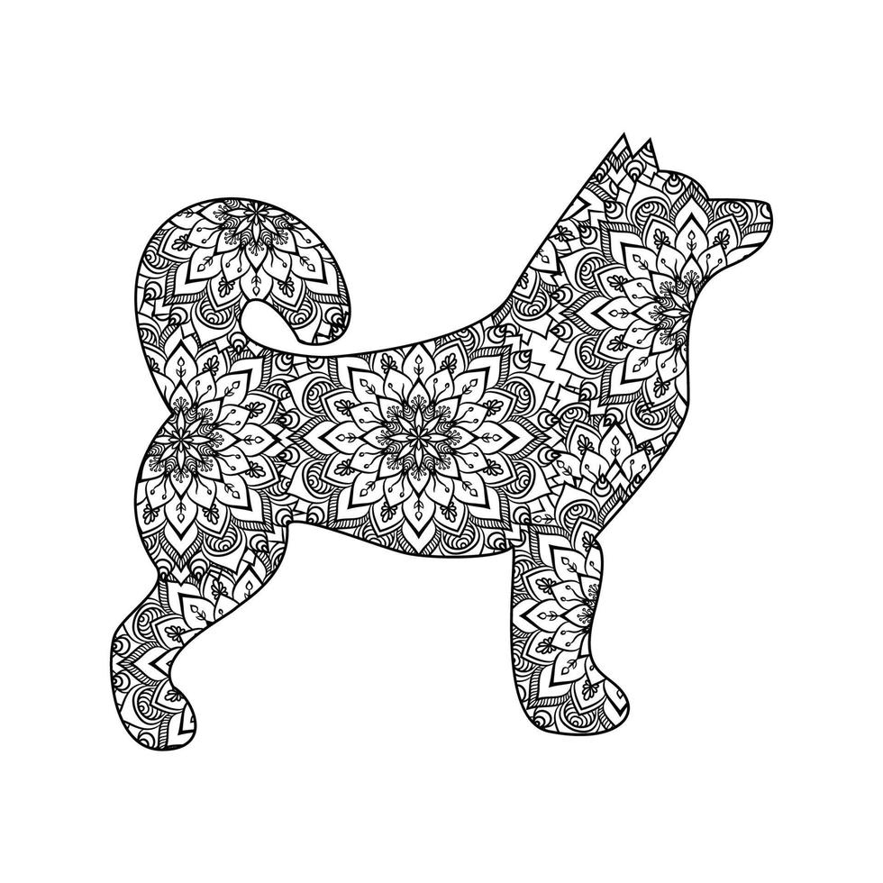 Süßer Hund Mandala Färbung Vector Illustration Design.