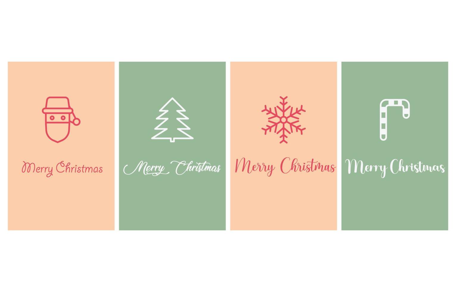 uppsättning av jul och Lycklig ny år kort. ikon santa kort mall. minimal retro och trendig stil. vektor hälsning kort design element