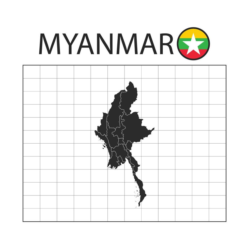 Landkarte von Myanmar mit Nationalflagge vektor