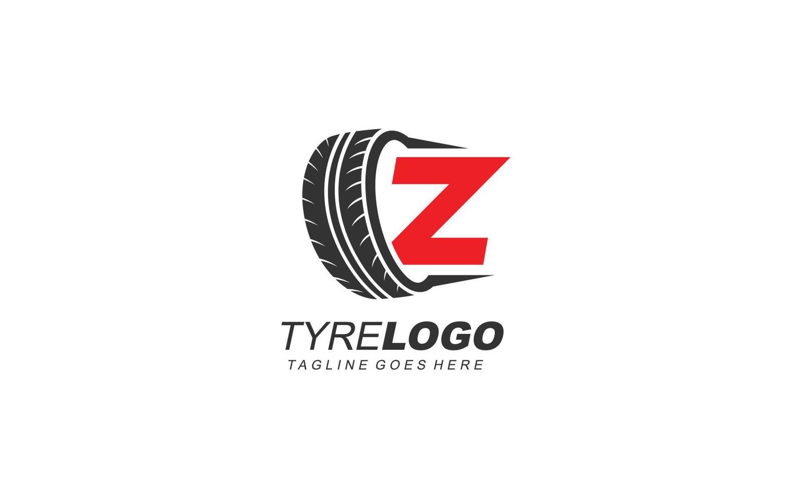 Z-Logo-Reifen für Markenunternehmen. Radschablonen-Vektorillustration für Ihre Marke. vektor