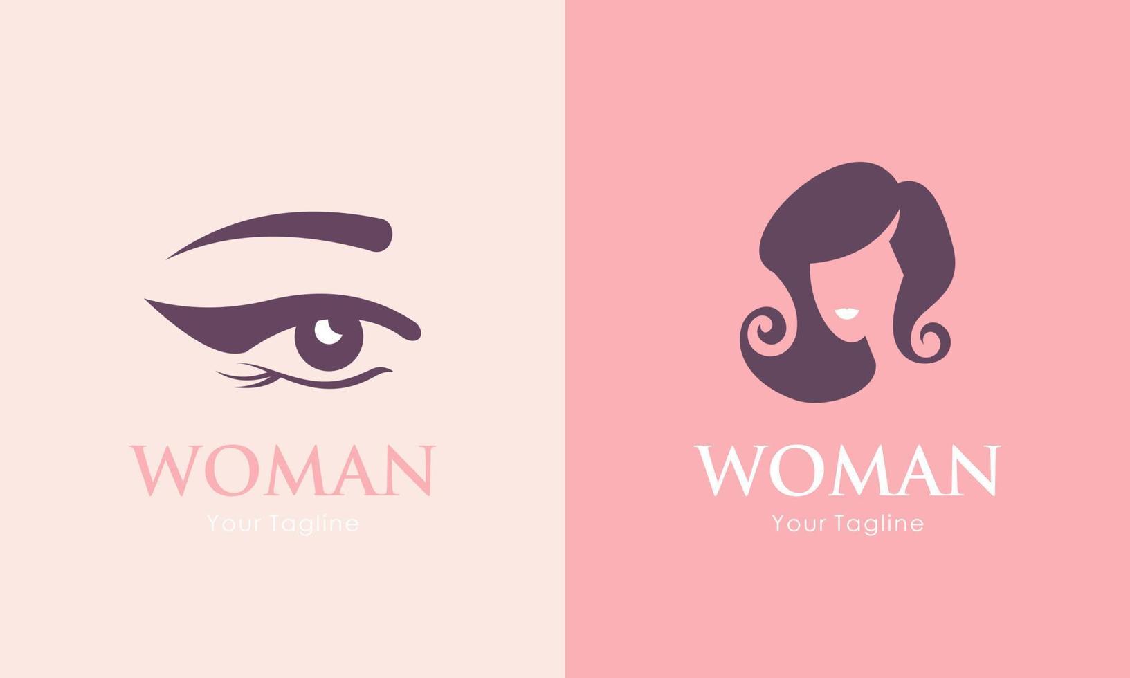 kvinna ansikte och skönhet logotyp samling vektor