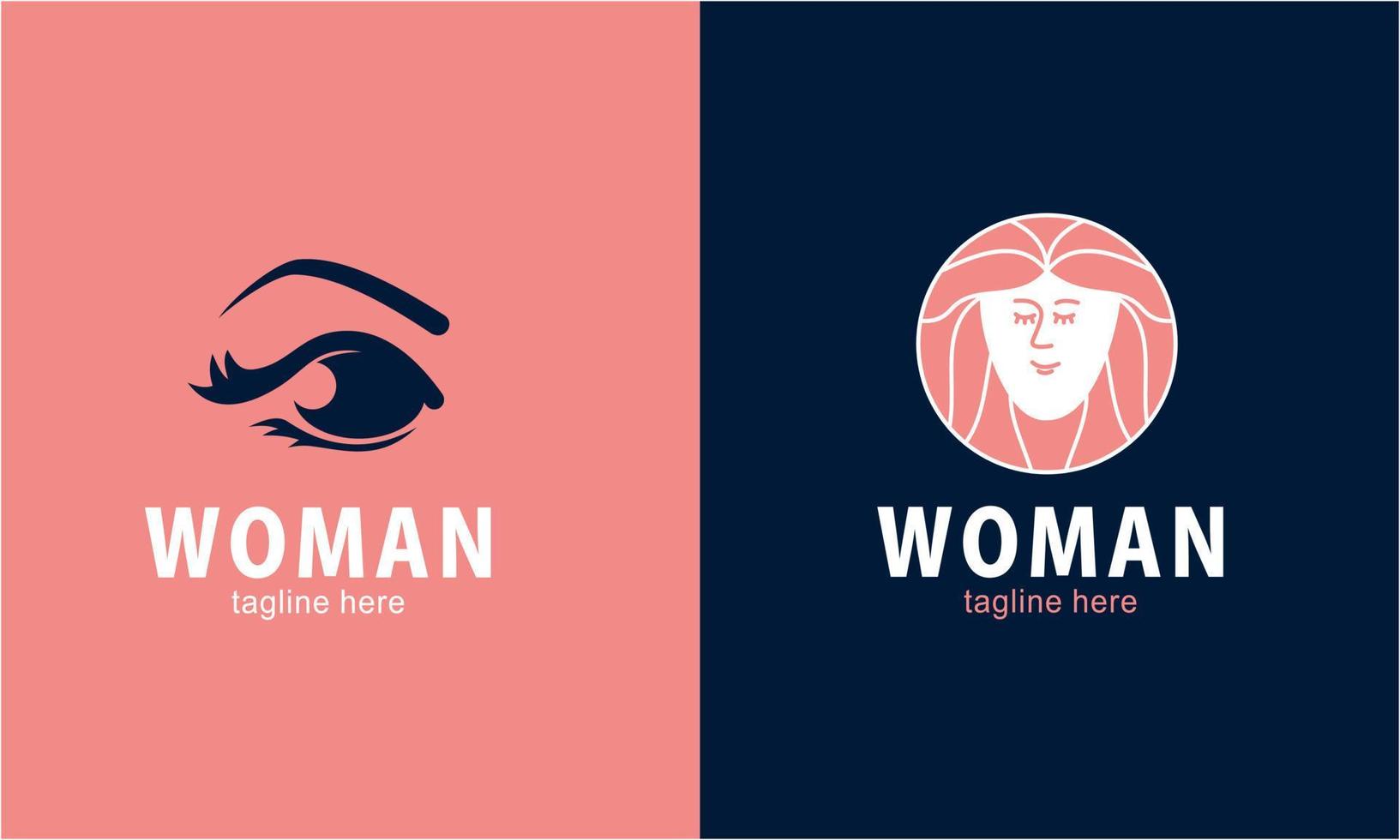 kvinna ansikte och skönhet logotyp samling vektor