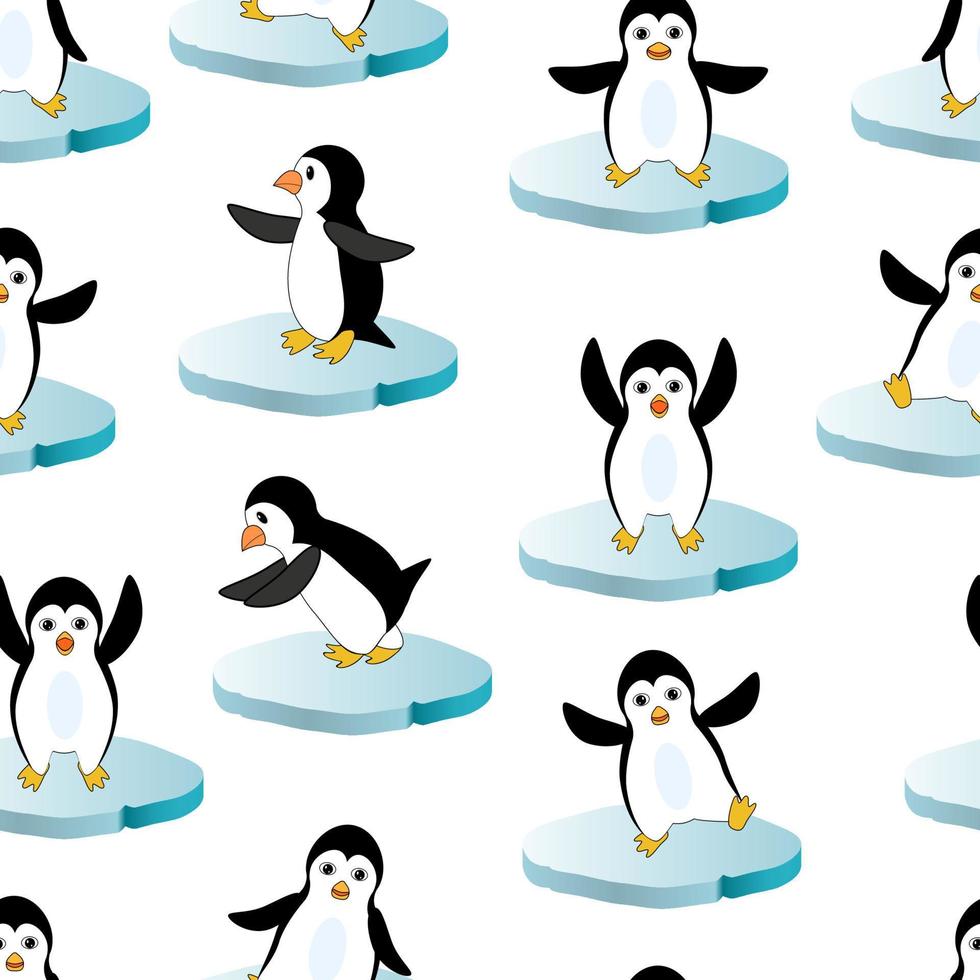 sömlös mönster av pingviner håller på med övningar.kan vara applicerad till bebis textilier, tapet eller omslag papper. vektor