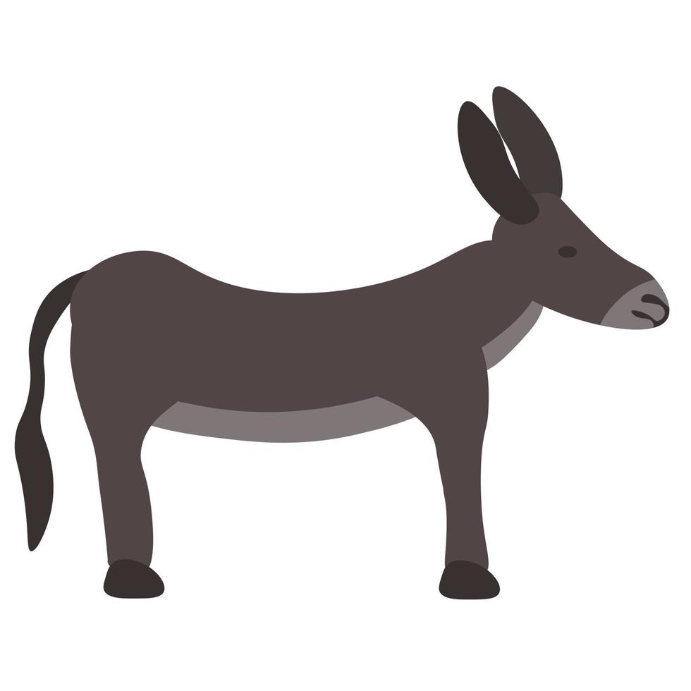 Esel im flachen Stil, graues Huftier mit großen Ohren für Design vektor