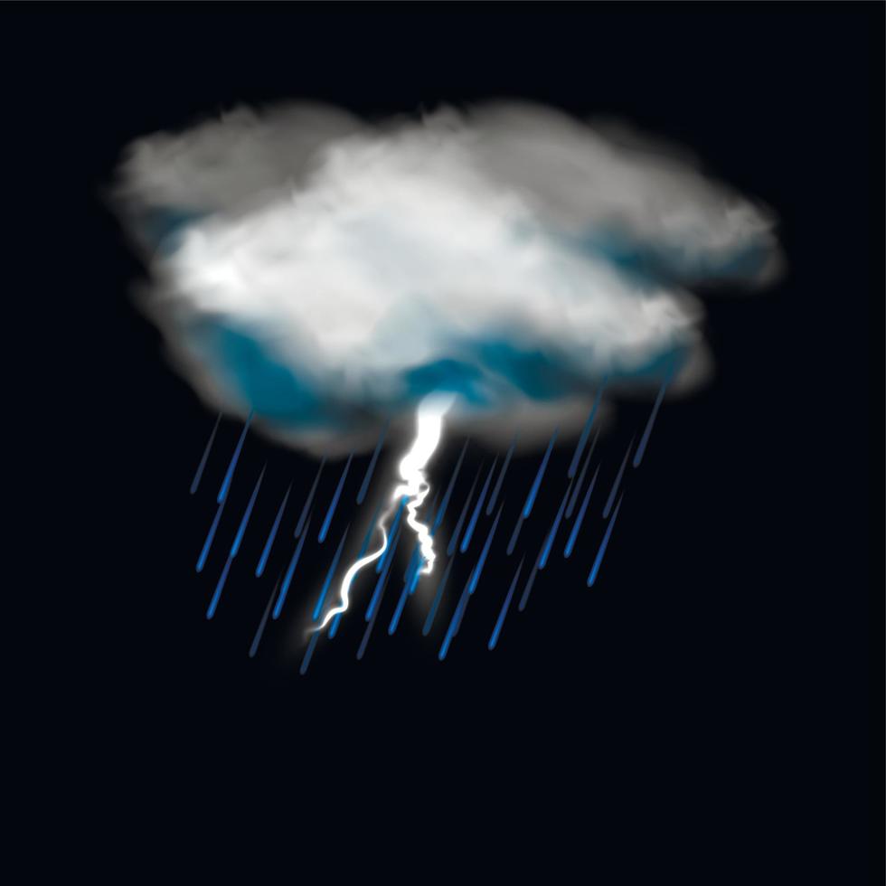 moln med blixt- och regn ikon vektor