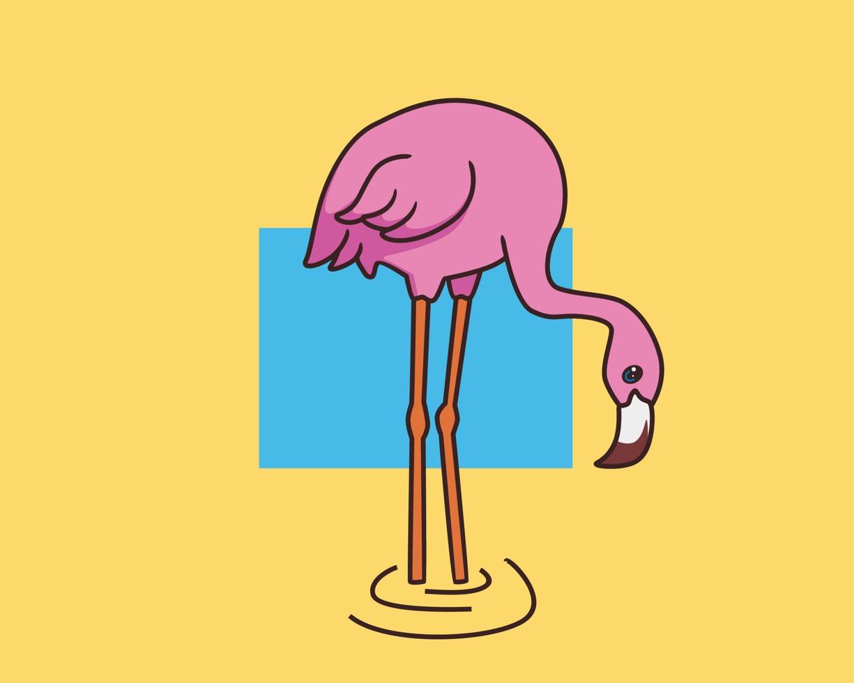 flamingo, der karikaturillustration isst vektor