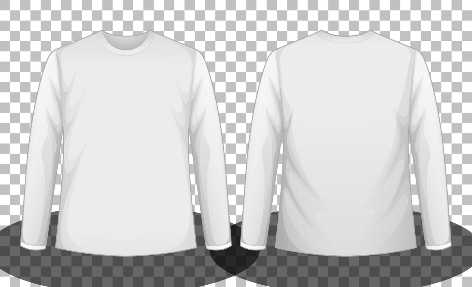 vit långärmad t-shirt fram och bak vektor