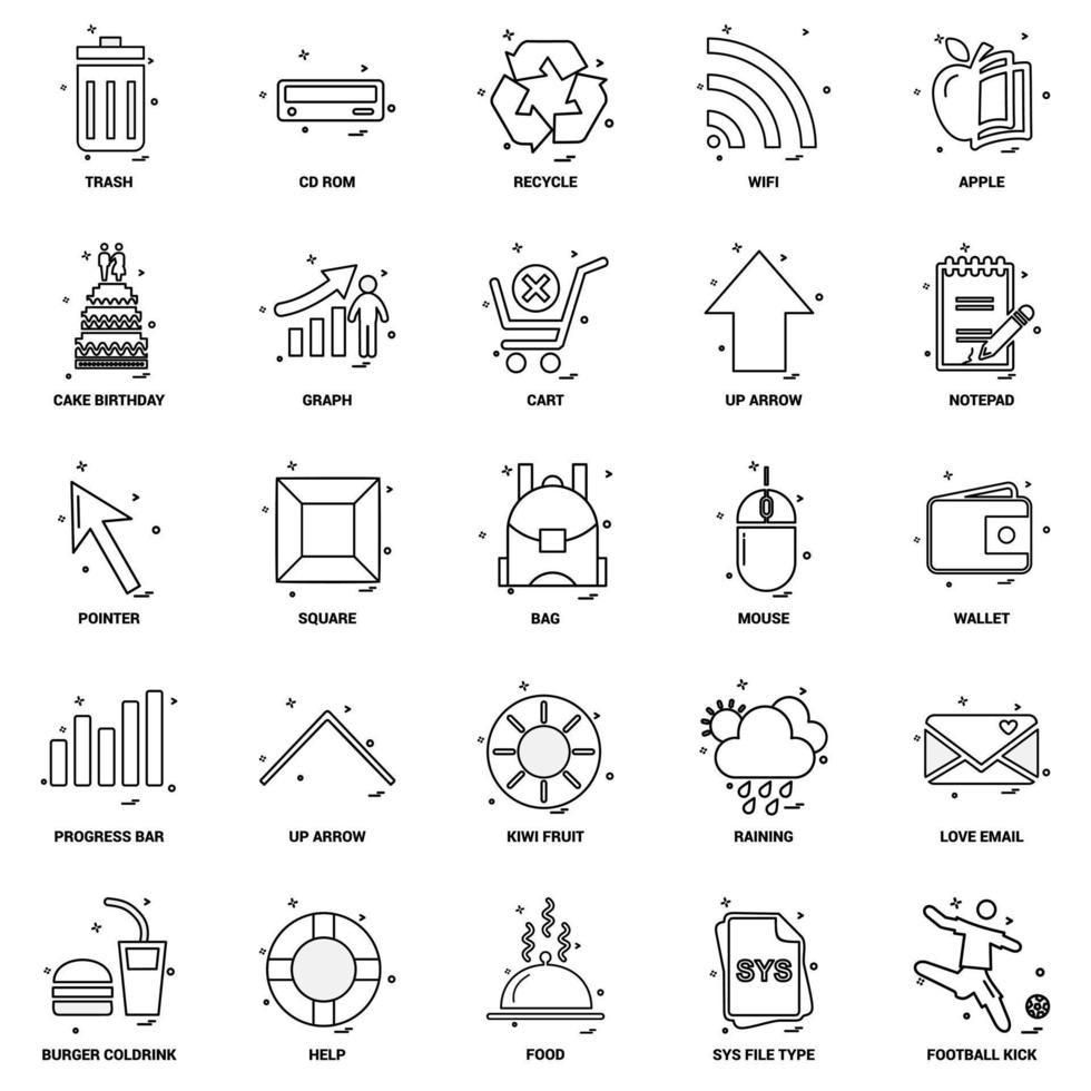 25 Business-Konzept-Mix-Linie-Icon-Set vektor