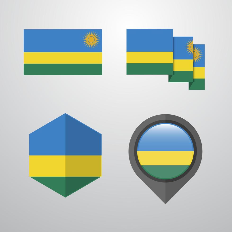 ruanda flag design set vector