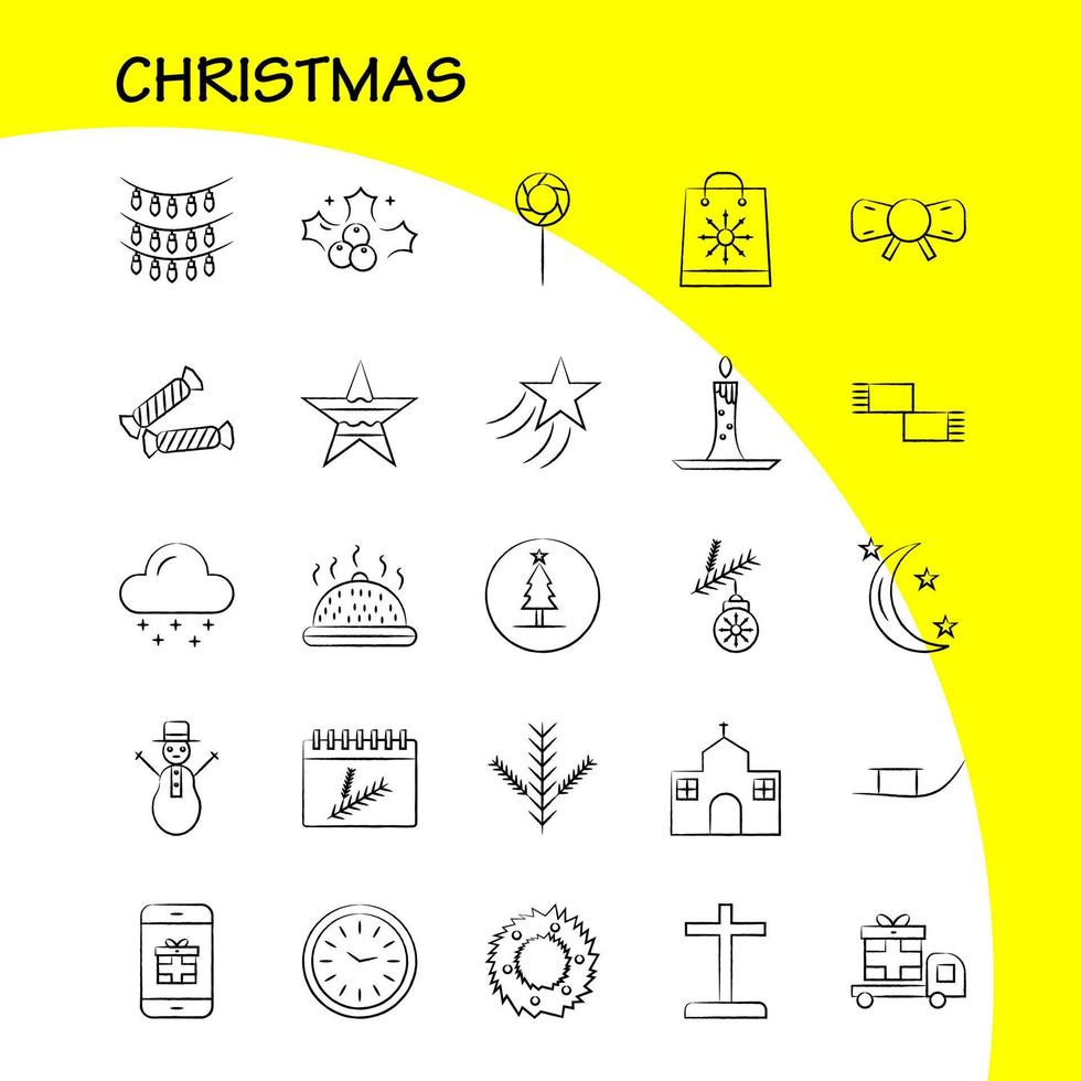 handgezeichnete weihnachtssymbole für infografiken, mobiles uxui-kit und druckdesign umfassen lebensmittel, mahlzeiten, messer, teller, weihnachtskugeln, kugeln, dekorationen, sammlung, modernes infografik-logo und bild vektor