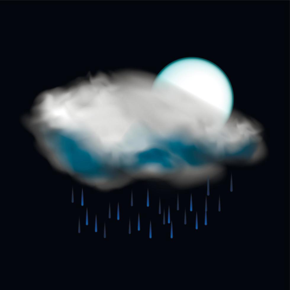 måne och moln och regn väder ikon vektor