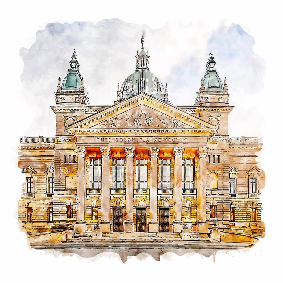 Leipzig Tyskland akvarell skiss handritad illustration vektor