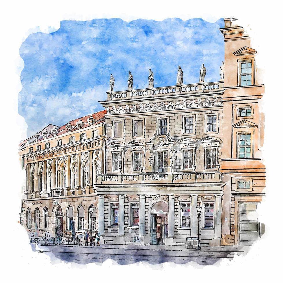 alter markt potsdam deutschland aquarellskizze handgezeichnete illustration vektor