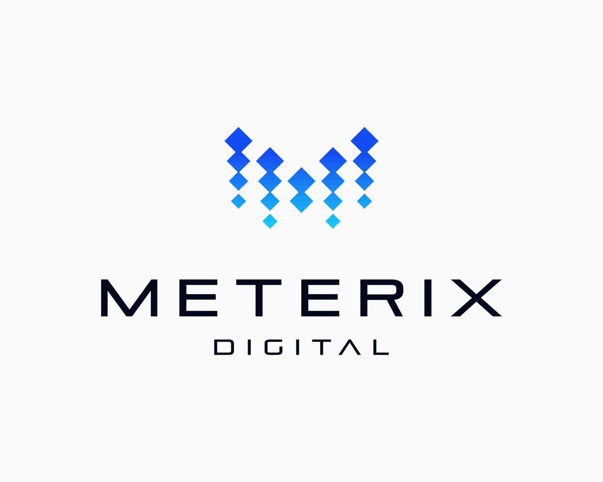 brev m teknologi innovation pixel digital förbindelse matris trogen modern vektor logotyp design