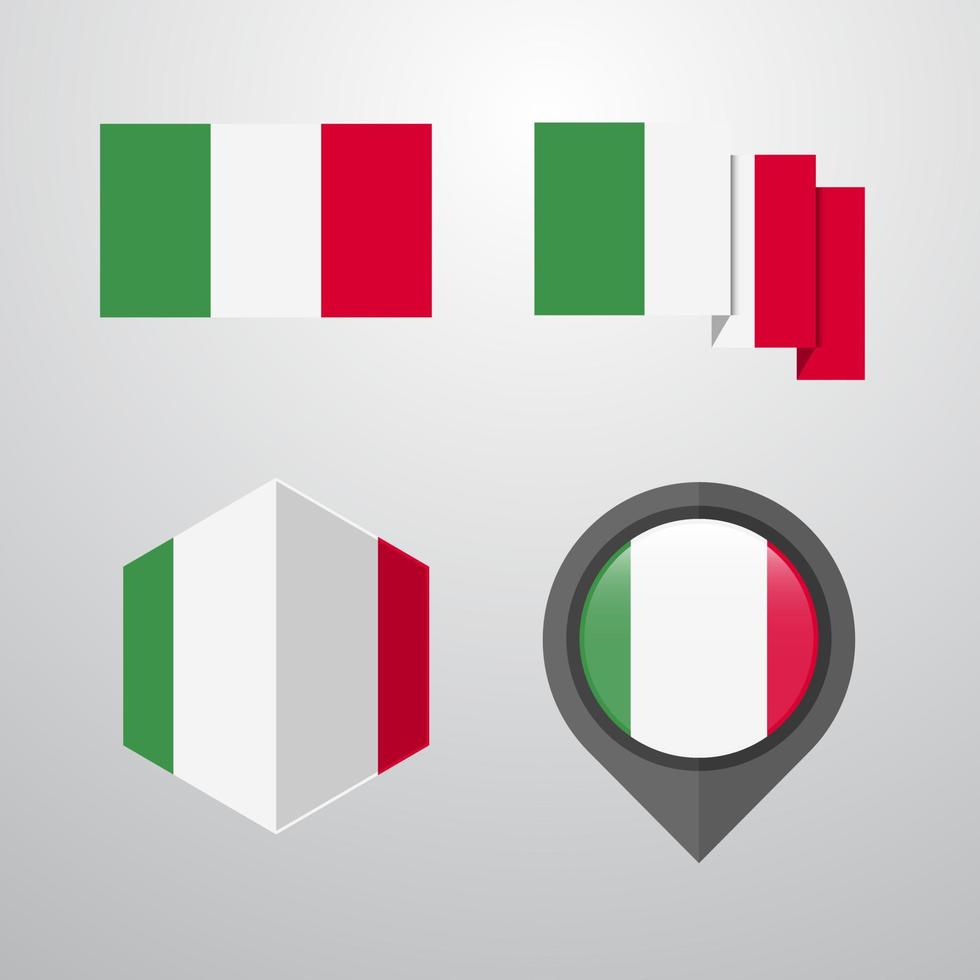 Italien flagga design uppsättning vektor