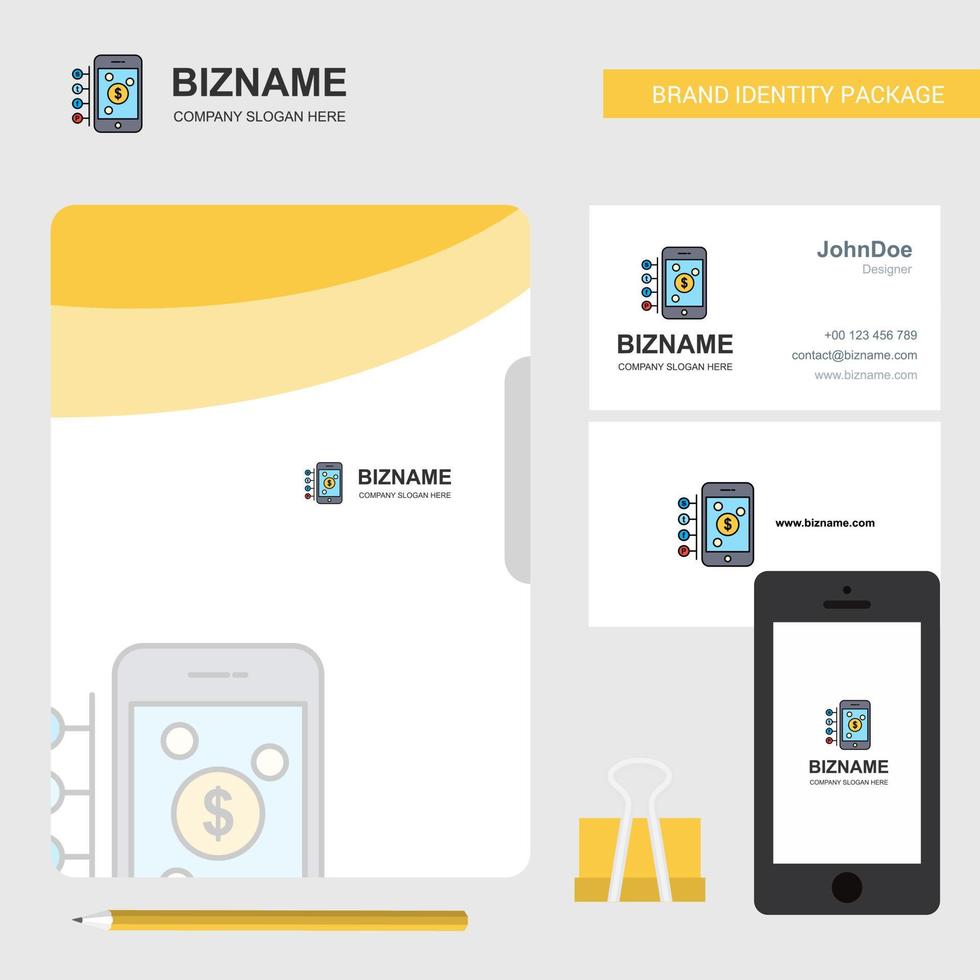 Geld durch Smartphone-Business-Logo-Datei-Cover-Visitenkarte und mobile App-Design-Vektorillustration vektor