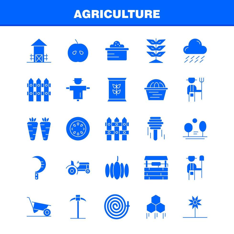 landwirtschaftliches solides Glyphen-Icon-Pack für Designer und Entwickler Ikonen der Landwirtschaft Apple Country Farm Farming Farm Farming Food Vektor