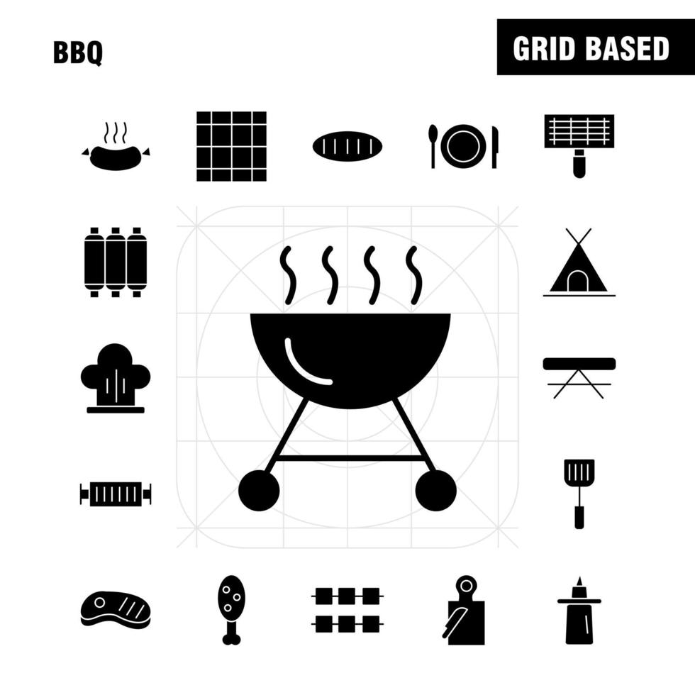 bbq Solid Glyph Icon Pack für Designer und Entwickler Ikonen von Barbecue BBQ Essen Wurst Glas trinken bbq Zitrone Vektor