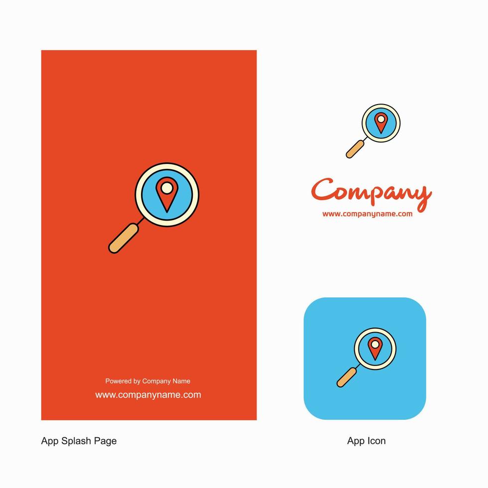 Sök plats företag logotyp app ikon och stänk sida design kreativ företag app design element vektor