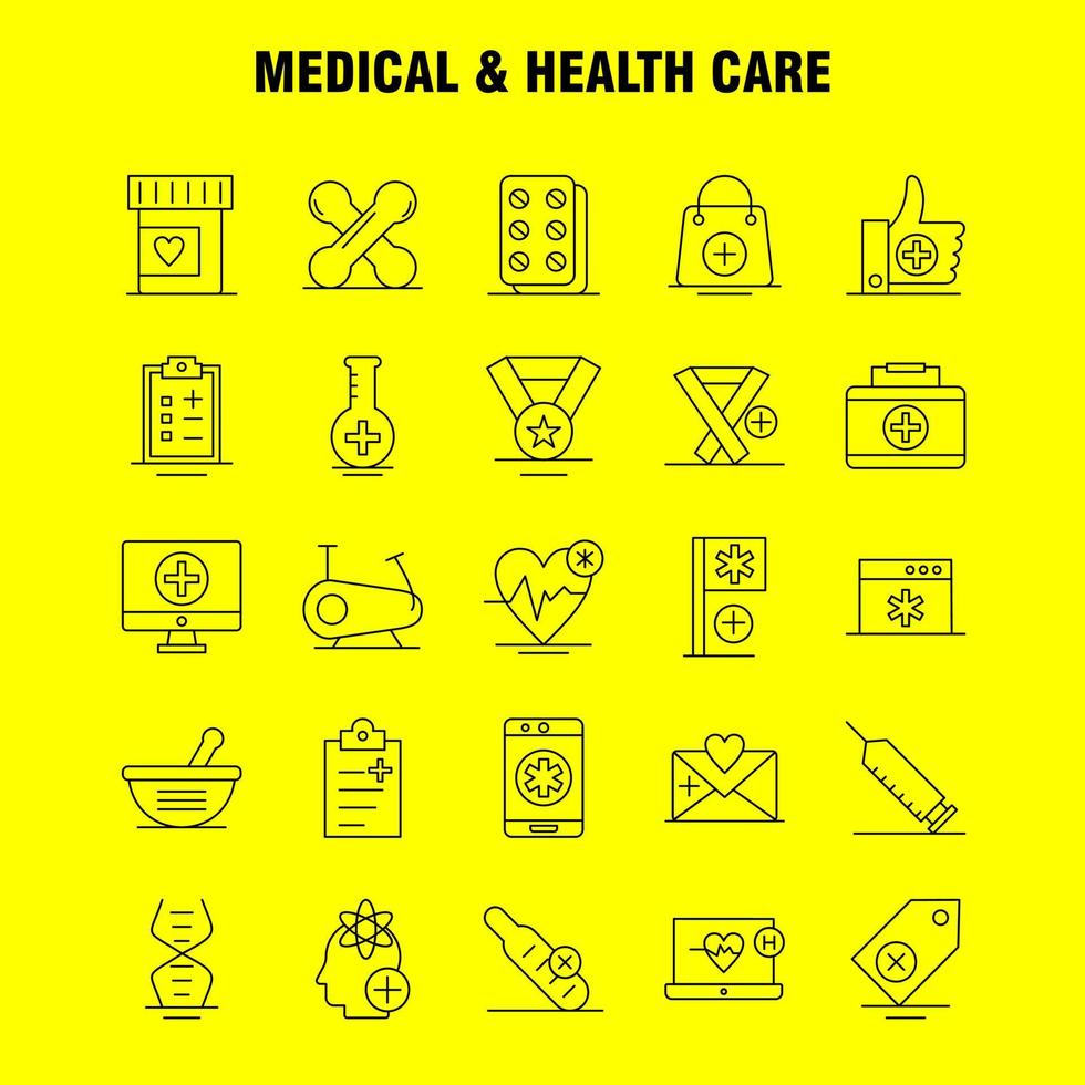 medicinsk och hälsa vård linje ikon för webb skriva ut och mobil uxui utrustning sådan som flaska medicinsk labb sjukhus flagga sjukvård medicinsk sjukhus piktogram packa vektor