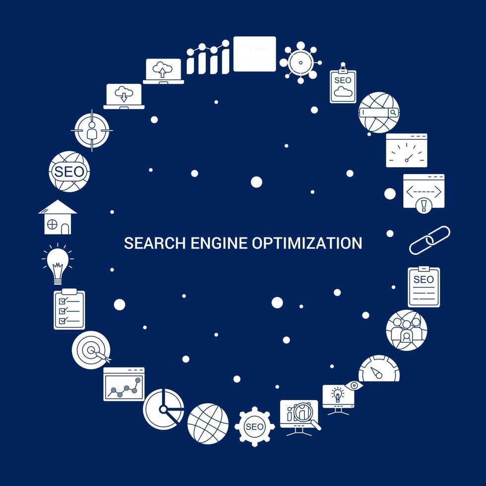 Symbolhintergrund für kreative Suchmaschinenoptimierung vektor