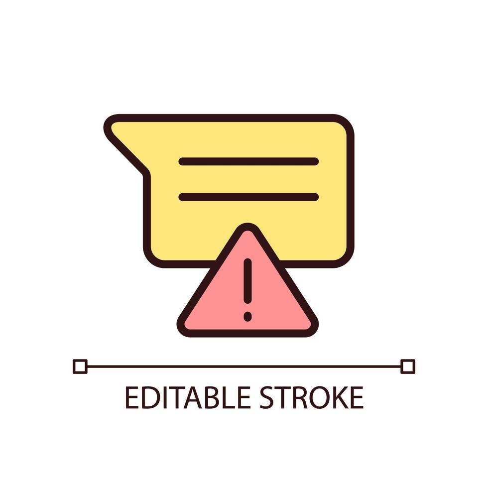 meddelande är inte skickade pixel perfekt rgb Färg ikon. kommunikation fel. budbärare fel. varning tecken. isolerat vektor illustration. enkel fylld linje teckning. redigerbar stroke.