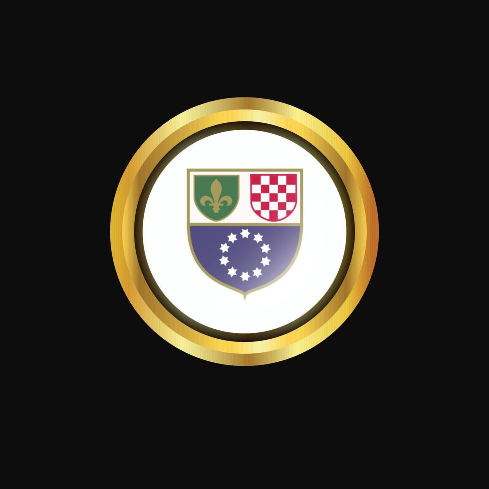 bosnien och herzegovina flagga gyllene knapp vektor