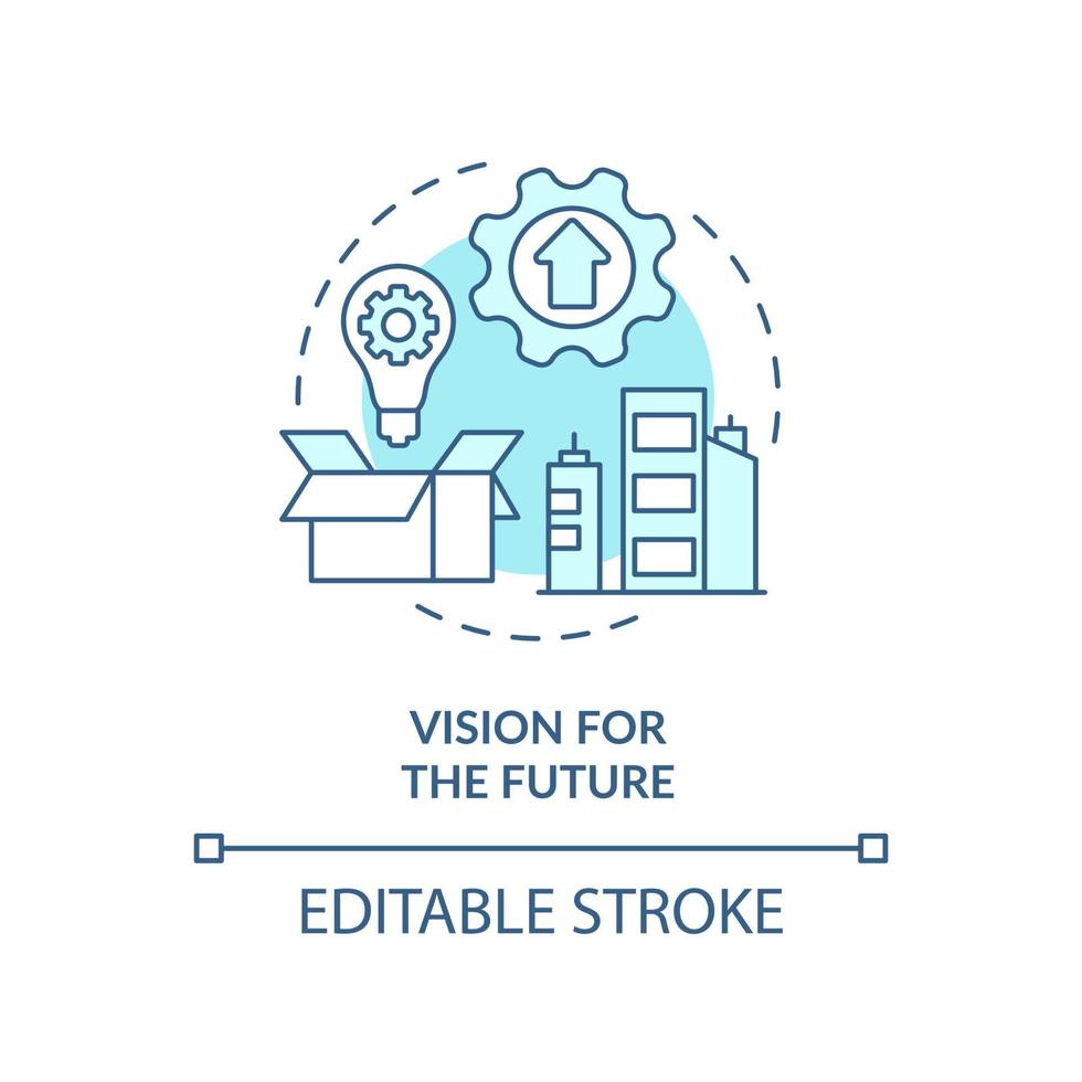 syn för framtida turkos begrepp ikon. karakteristisk av Bra hus utvecklare abstrakt aning tunn linje illustration. isolerat översikt teckning. redigerbar stroke. vektor