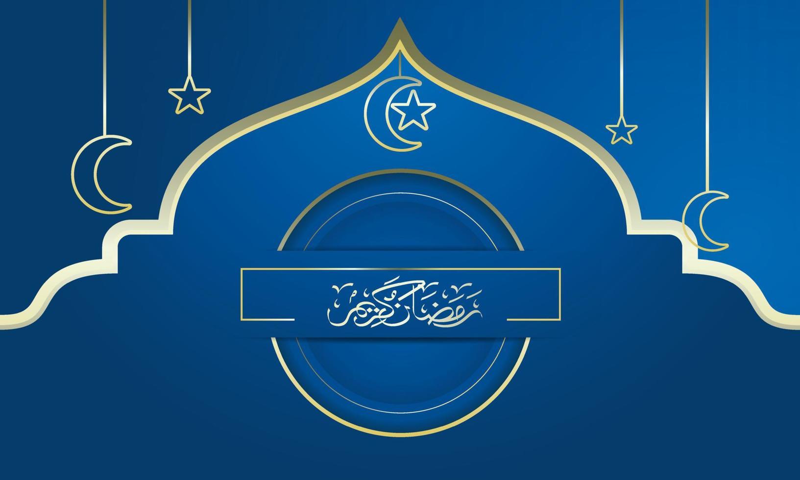 realistischer ramadan kareem hintergrund mit blauer farbe vektor