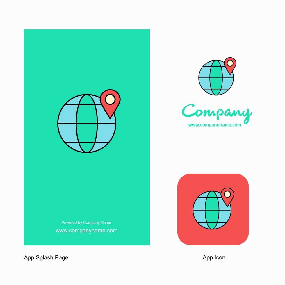 Standort auf Globus Firmenlogo App-Symbol und Splash-Page-Design kreative Business-App-Designelemente vektor
