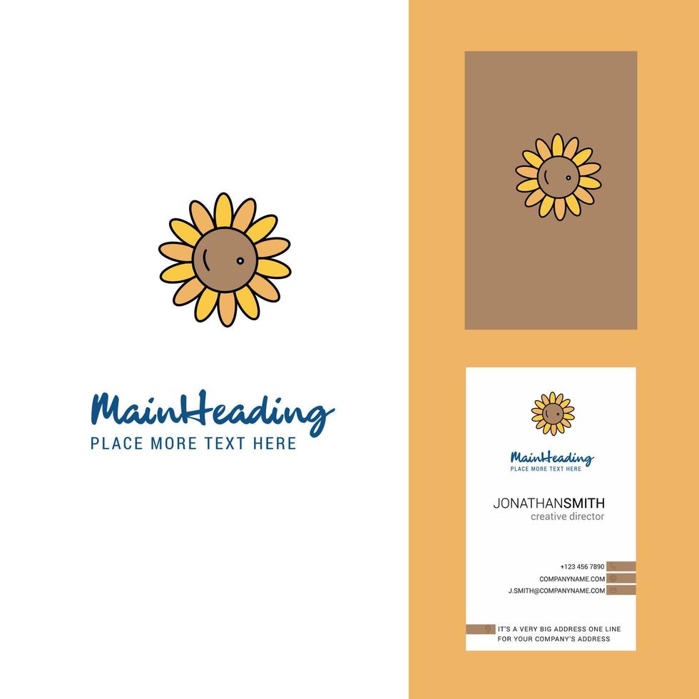 kreatives logo der sonnenblume und vertikaler designvektor der visitenkarte vektor