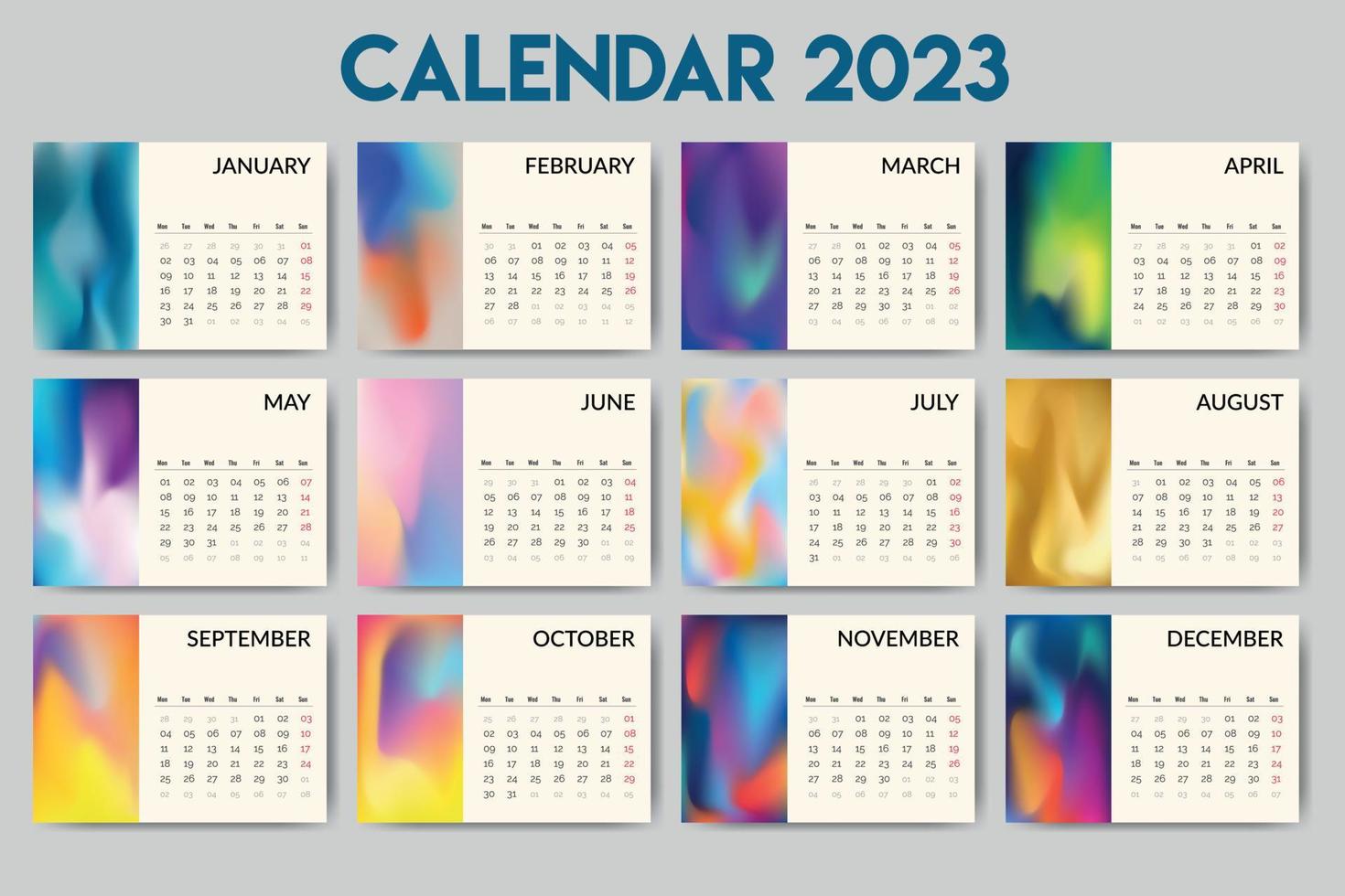 modern ny år 2023 skrivbord kalender mall vektor